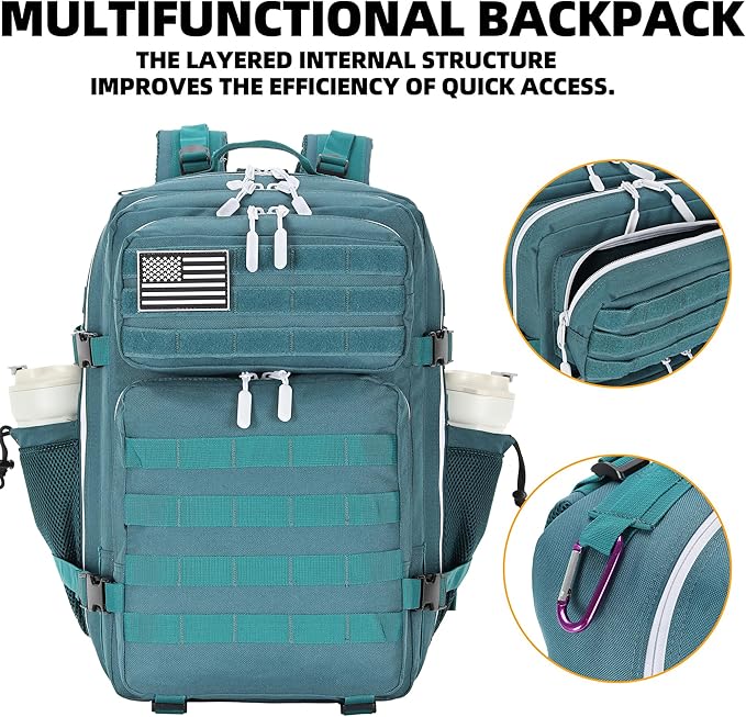 Lovelinks21 45L Tactical Assault Backpack 3 day assault pack with Molle Waterproof backpack Rucksack for Tactical Backpacks (Blackish Green)