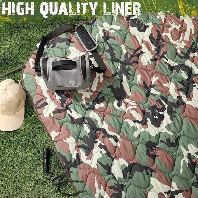 Barydat 1/2/3 Pack 80 x 60/92 x 64 Inch Woobie Blanket Military Poncho Liner Hunting Blanket Waterproof Thermal Poncho Liner with Bag Camo for Outdoor Camping Hiking