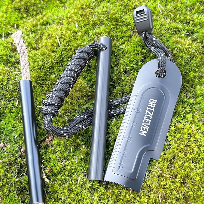Waterproof Ferro Rod Fire Starter 6x1/2 in & 4x3/8 in, 15,000+ Strikes Flint Fire Steel with Paracord Multi-Tool Striker & Extra Waxed Tinder Cord for Camping, Hiking, Survival & Emergency