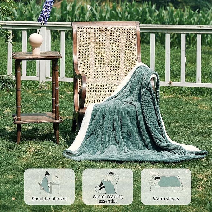 Texciting Heated Blanket Electric Blanket Throw 50''X60''-Heating Throw with 9 Heat Settings-2-10 Hours Auto Off,ETL Certified,Machine Washable (Green)
