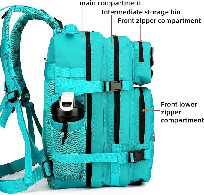 Lovelinks21 45L Tactical Assault Backpack 3 day assault pack with Molle Waterproof backpack Rucksack for Tactical Backpacks (Lake Blue)
