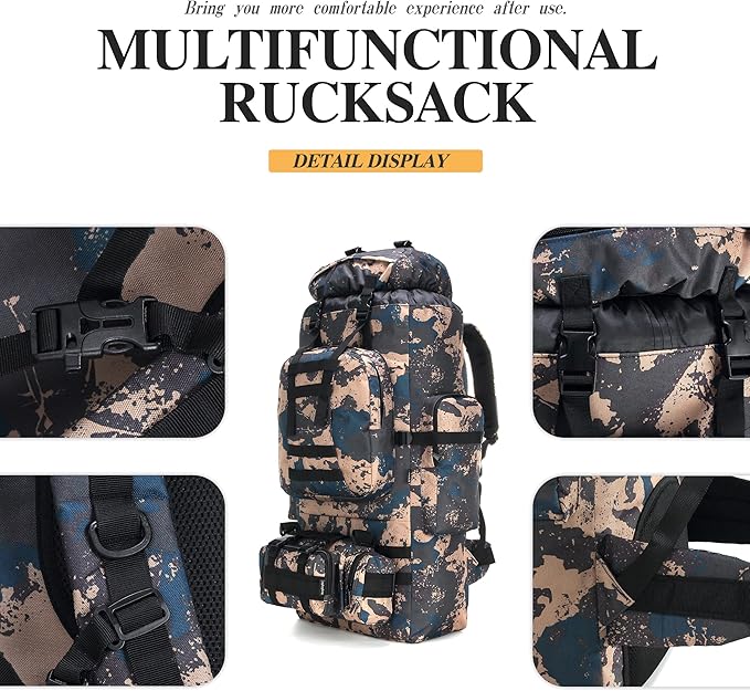 100L Camping Hiking Backpack,Molle military Tactical rucksack backpack,Waterproof Lightweight Hiking Backpack
