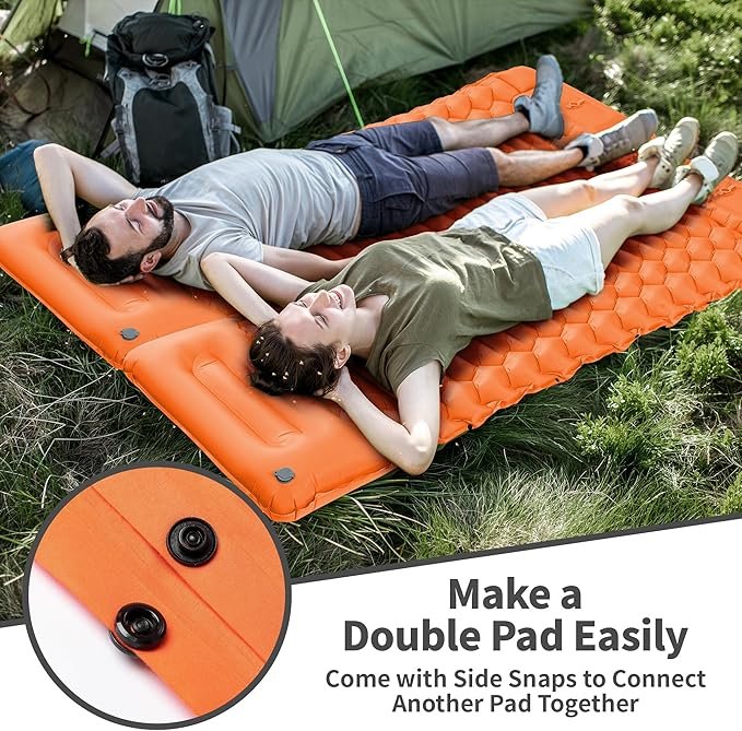 Sleeping Pad for Camping - 4” Thick Inflatable Camping Mat with Built-in Pump & Pillow, Ultralight Self Inflating Camping pad, Backpacking Sleeping Mat for Hiking, Tent, Traveling