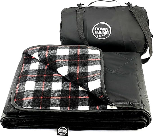 DOWN UNDER OUTDOORS Large Waterproof Windproof Extra Thick 350 GSM Quilted Fleece, or Sherpa Stadium Blanket