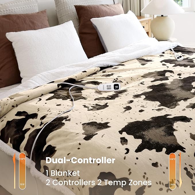 Heated Blanket Queen Blanket - Fast Heating Electric Blanket, Soft Flannel Heated Queen with 4 Time Settings,10 Heating Settings, Warm Gifts for Women & Mom & Grandma(84"x90"Light Brown)