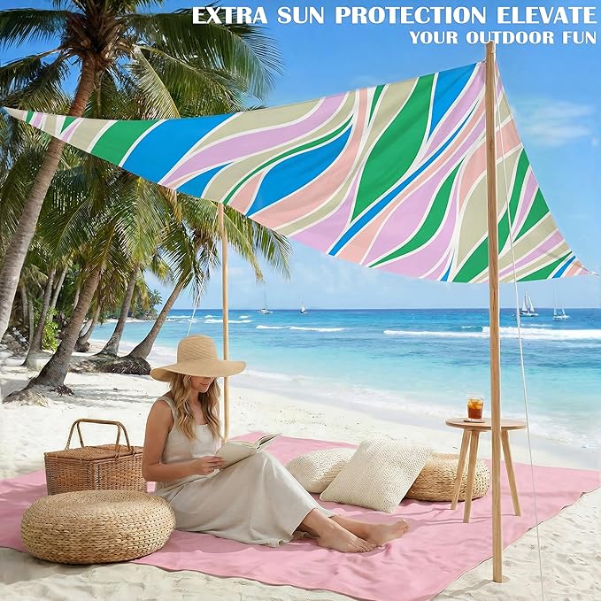 Famstar Beach Blanket Oversized Extra Large 78" X 81",Waterproof Sandproof Beach Blanket 1-7 Adults Lightweight Durable for Travel Camping Hiking Picnic