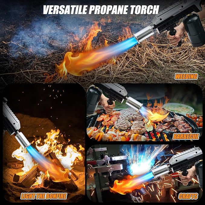 Heavy Duty Propane Torch,27.5" Grill Gun &Flame Thrower with Front Handle,Professional All-in-One Gas Torch Kit for BBQ,Meat Searing,Fire Pit,Charcoal Starter & Weed Torch,Max 3272°F(No Tank)