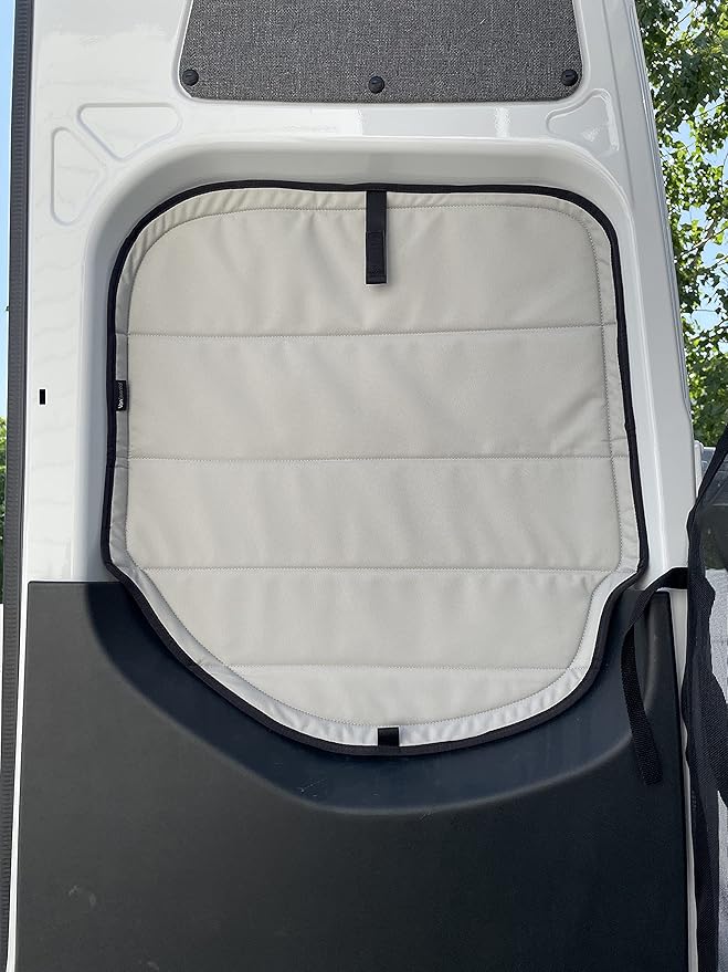 VanEssential Insulated Magnetic Blackout Rear Door Half Plastic Window Covers (Pair) Designed for Mercedes-Benz VS30 (Van Years 2019 to Current) - Cool Gray