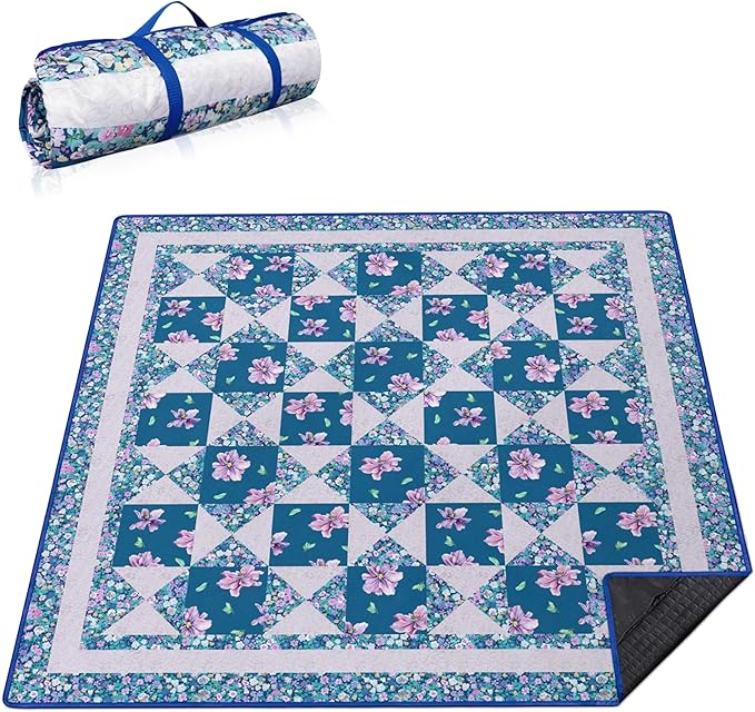 Supfitness Extra Large Picnic Blankets Waterproof Foldable (80 "x 80") Beach Blanket Waterproof Sandproof,3-Layer Thicking Mat Outdoor Packable Camping Blanket