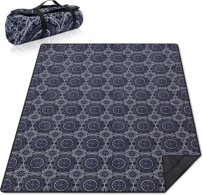 Supfitness Extra Large Picnic Blankets Waterproof Foldable (60 "x 80") Beach Blanket Waterproof Sandproof,3-Layer Thicking Mat Outdoor Packable Camping Blanket
