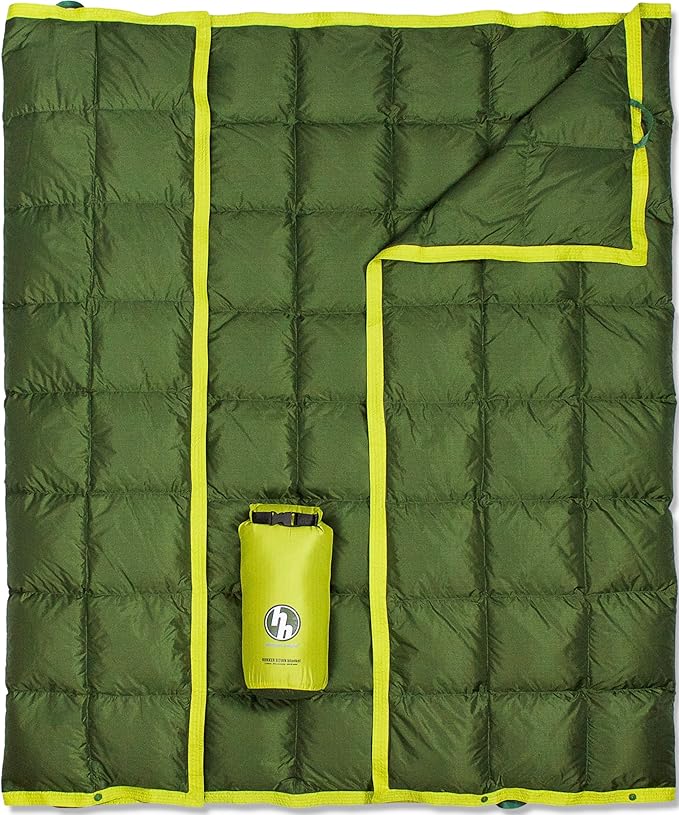 Horizon Hound Puffy Down Camping Blanket - Outdoor Travel Quilt | Sustainable, Insulated, Lightweight & Warm Gear for Sleep, Camping, Stadium, Hiking & Festivals | Water Resistant, Packable & Compact