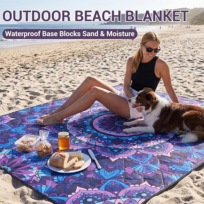 60x80" Extra Large Picnic Blankets Waterproof Sandproof Couple Outdoor Beach Blanket Foldable Grass Park Lawn Concert Mat Summer Camping Essentials Rv Travel Vacation Accessories Festival Gift