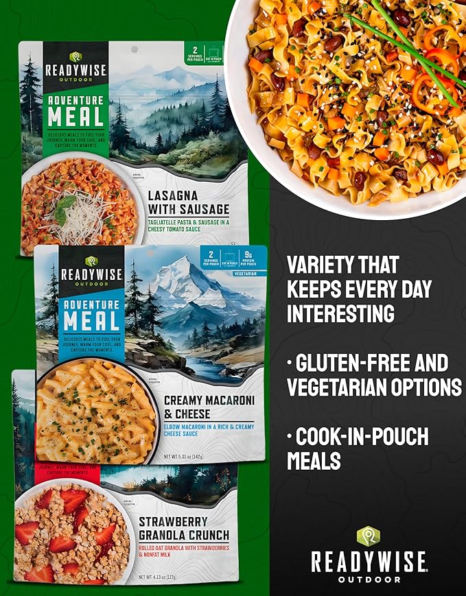 ReadyWise Freeze Dried Survival Food Kit – 18 Servings Emergency Food Supply for Long Term Food Storage, Camping & Backpacking Meals, Just Add Water Prepper Food