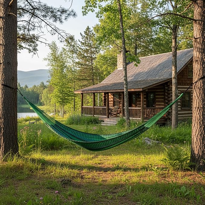 Sunnydaze Handwoven XXL Thick Cord Mayan Double Hammock for Outside - 625-Pound Capacity Heavy-Duty Outdoor Hammock - Meadow