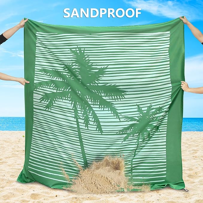 HIHOHO Beach Blanket Waterproof Sandproof Beach Mat for 1-8 Adults Quick Drying Durable Outdoor Picnic Mat for Beach Festival Travel Camping Hiking (COCOTREE, 79"×83"(4 Person))