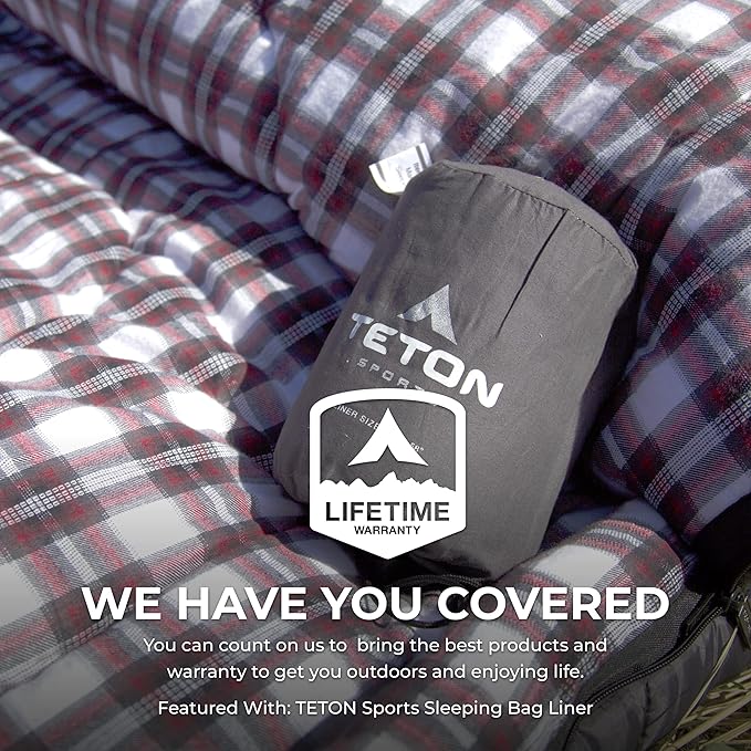 Teton Mammoth Queen Size Double Sleeping Bag- A Warm Bag The Whole Family can Enjoy – Great for Camping, Hunting and Base Camp. Compression Sack Included