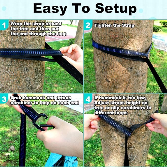 SZHLUX Camping Hammock Single Portable Hammocks with 2 Tree Straps and Attached Carry Bag