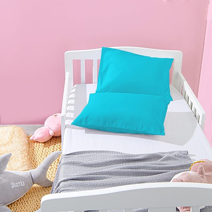 NTBAY Microfiber Toddler Pillowcases with Envelope Closure, 2 Pack 100% Brushed Microfiber Super Soft Travel Kids Nursery Pillow Cases, 14"x20" Fits Pillows Sized 12"x16" 13"x18" 14"x19", Blue