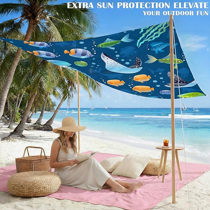 Famstar Beach Blanket Oversized Extra Large 78" X 81",Waterproof Sandproof Beach Blanket 1-7 Adults Lightweight Durable for Travel Camping Hiking Picnic