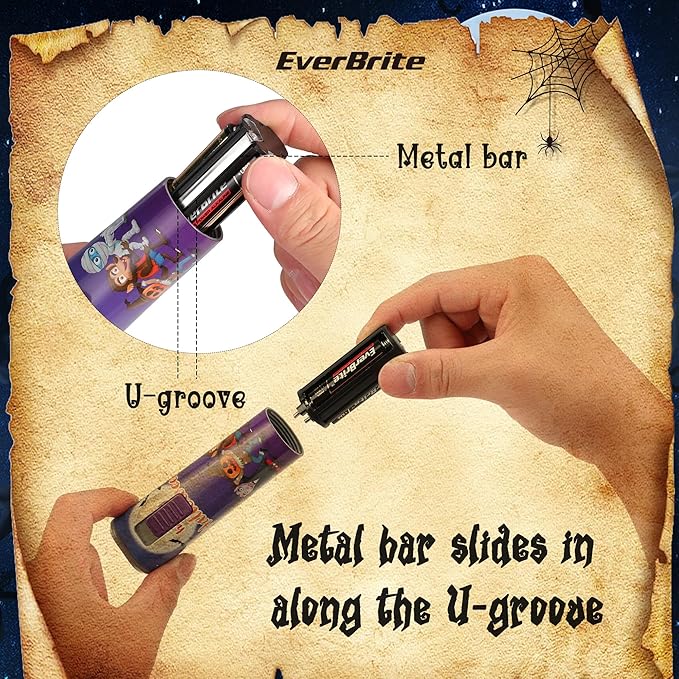 EverBrite HEverBrite Halloween Flashlights for Kids, Halloween Gifts for Children, Small LED Flash Light Handheld Torch with Lanyard 3AAA Battery Included, 1 Pack-Purple, E012067AE
