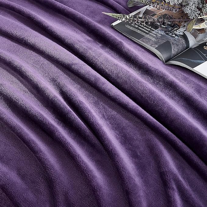Hansleep Fleece Blanket for Couch Purple, Super Soft Flannel Fuzzy Throw Plush Cozy Blanket for All Seasons, Purple, Throw 50x60 Inches