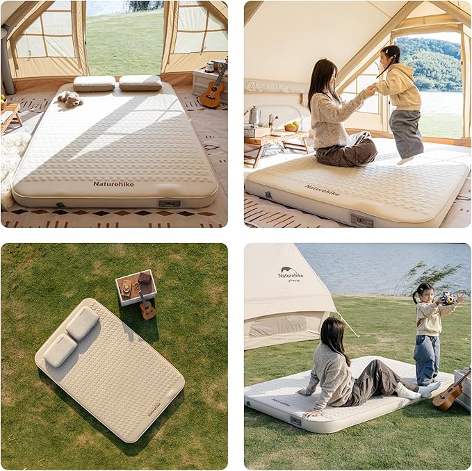 Naturehike 3.94’’ Thick Self Inflating Sleeping Pad with Built in Pump, Double Foam & Air Camping Mattress, Full XL Camping Sleeping Pad for Tent, Car, Cot, Truck, 661 lbs Support