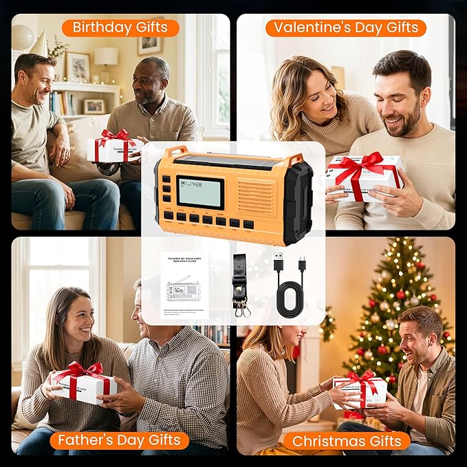 Emergency Weather Radio - AM/FM/NOAA Hand Crank Radio with 15W Fast Charge, 40000mAh Portable Solar Power Bank, Multi-Function Flashlight & SOS Alarm for Outdoor Indoor Emergencies (Orange)