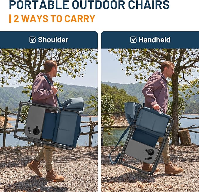 Timber Ridge XXL Director’s Chair – Heavy Duty Folding Camping Chair for Adults, 500 lb Capacity, Extra Wide Padded Seat for Camping, Sports, Lawn, Courtyard, and Outdoor Use, Blue