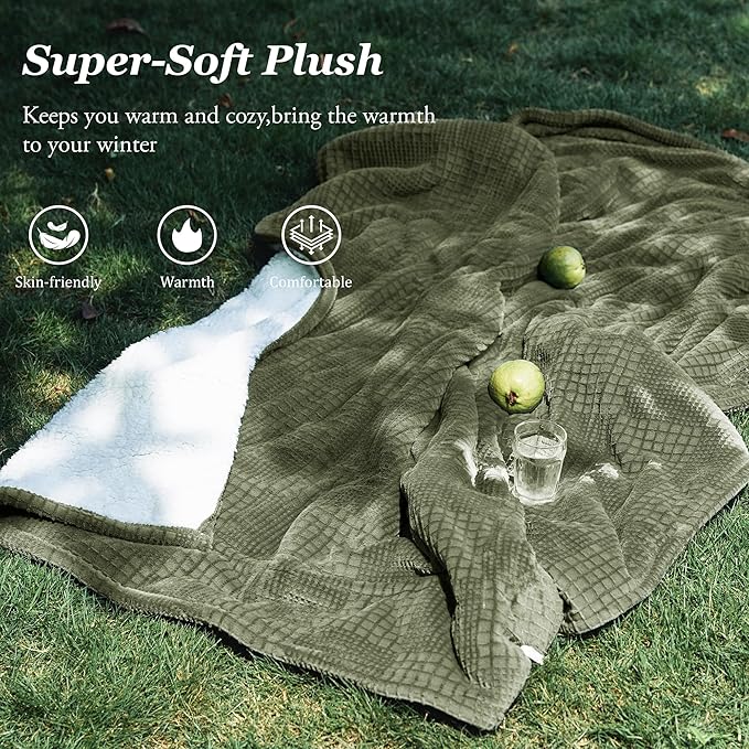 Texciting Heated Blanket Electric Blanket Throw 50''X60''-Heating Throw with 9 Heat Settings-2-10 Hours Auto Off,ETL Certified,Machine Washable (Gray Green)
