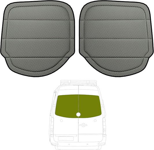 Extra-Thick Rear Door Window Covers(Pair) for Mercedes-Benz Sprinter 2019-2026 (Half Metal Frame), Magnetic Insulated Blackout Sunshade, XPE Foam & Thinsulate Cotton, AllSeasonGuard Pro