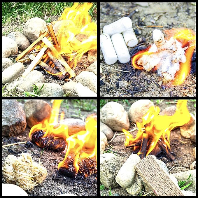 WEYLAND Fire Starting Kit - Ferro Rod & Magnesium Fire Starter, Flint & Steel Survival Tool for Camping, Bushcraft, Emergency Preparedness, Fatwood Fire Starter Sticks & Tinder for Outdoor Adventure