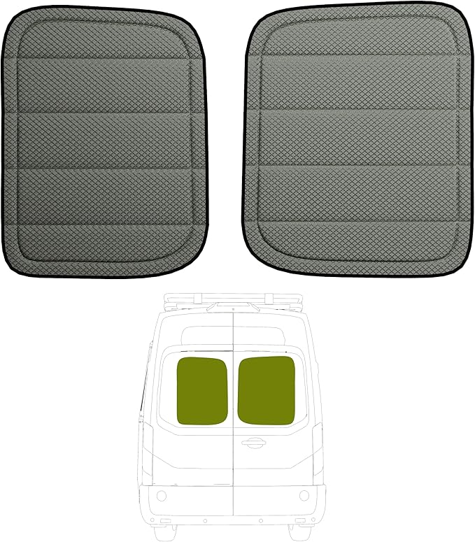 Extra-Thick Rear Door Window Covers(Pair) for Ford Transit Medium/High Roof Van,2015-2026,Cold Weather Essentials,Magnetic Direct Fit, AllSeasonGuard Pro