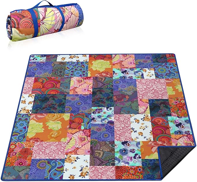 Supfitness Extra Large Picnic Blankets Waterproof Foldable (80 "x 80") Beach Blanket Waterproof Sandproof,3-Layer Thicking Mat Outdoor Packable Camping Blanket