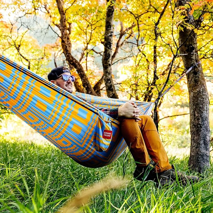 GRAND TRUNK TrunkTech Double Hammock | Ultra-Strong & Lightweight | 11 ft Hammock with Ripstop Nylon | 500 lb Capacity | Fast-Drying & Weather-Resistant | Heritage