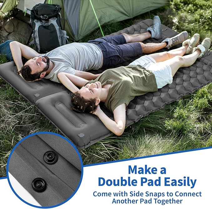 Sleeping Pad for Camping - 4” Thick Inflatable Camping Mat with Built-in Pump & Pillow, Ultralight Self Inflating Camping pad, Backpacking Sleeping Mat for Hiking, Tent, Traveling