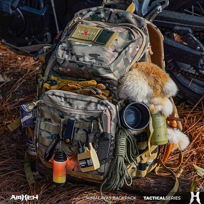 AMHEH 52L Tactical Backpack - 1050D 72 Hour Bug Out, 17" Laptop Compartment, Helmet Pocket and MOLLE for Survival Emergency (Black)