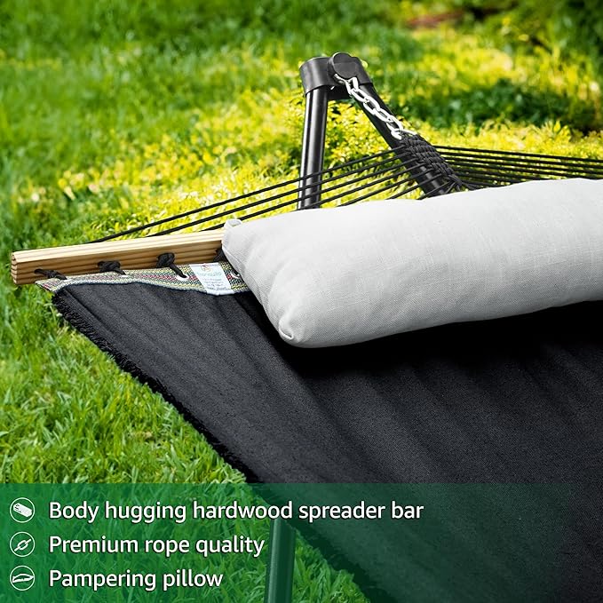 Tranquillo Unity Signature Steel Hammock Stand – 800 lbs Heavy-Duty Frame with Smooth, Noiseless Swing, Pre-Assembled for Quick Setup, Perfect for Indoor & Outdoor Relaxation; Black