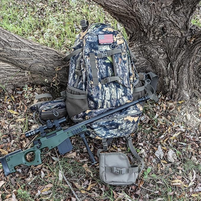 YVLEEN Hunting Backpack, Durable Camo Hunting Packs for Men, Large Capacity Hunting Day Pack for Rifle Bow Gun