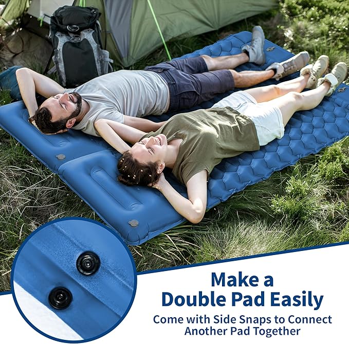 Sleeping Pad for Camping - 4” Thick Inflatable Camping Mat with Built-in Pump & Pillow, Ultralight Self Inflating Camping pad, Backpacking Sleeping Mat for Hiking, Tent, Traveling