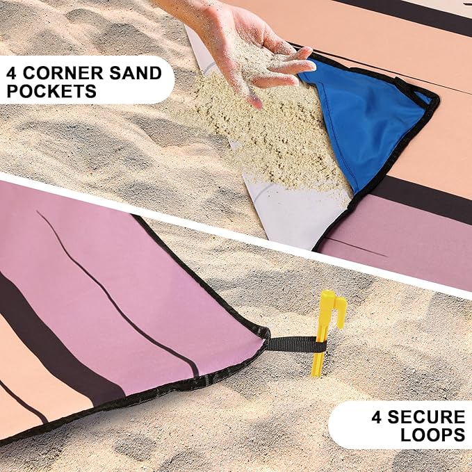 HIHOHO Beach Blanket Waterproof Sandproof Extra Large Beach Mat 79" X 83"/120"x108"for 1-8 Adults Quick Drying Durable Outdoor Picnic Mat for Beach Travel Camping Hiking