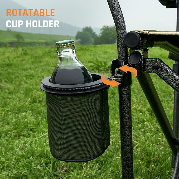 Folding Camping Chairs for Adults Heavy Duty Plus Size Camping Chairs 400 lb Steel Frame Metal Arm Lawn Chairs with Cup Holder, Extra Large Camp Chair for Outdoor Sports, Green 4 Pack (2 Pack x 2)