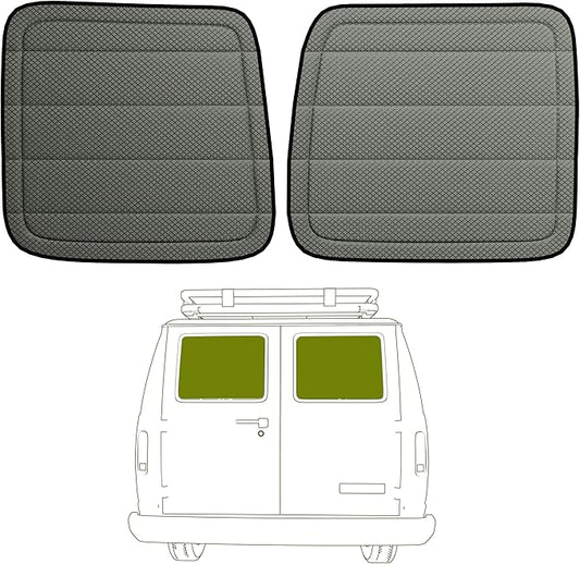 Rear Door Window Covers(Pair) for Ford Econoline, Magnetic Insulated Blackout Window Sunshade, Foldable Design, AllSeasonGuard