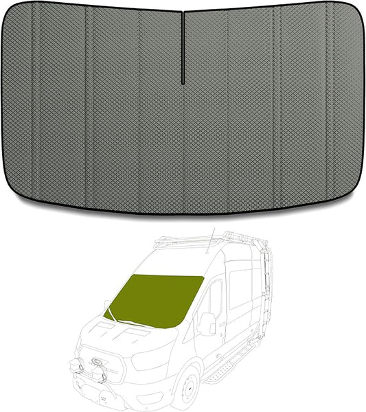 Windshield Cover for Ford Transit Medium/High Roof 2015-2026, Full Coverage, Insulated Blackout Foldable Windshield Sunshade, AllSeasonGuard