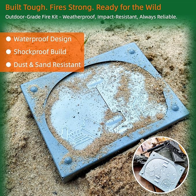 Survival Fire Starter Kit - Ferro Rod & Magnesium Fire Starter Compact Solo Stove with Flint and Steel to Firestarter Fireplace Pit for Outdoor Camping Bushcraft Hiking Emergency Gadgets