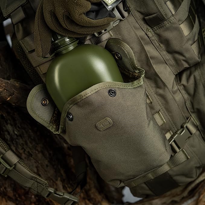 M-Tac MOLLE Canteen Pouch – Tactical Water Bottle Carrier, 600D PVC‑Coated Polyester, Fits 40 oz Canteens, MOLLE Backpack/Vest Attachment (Olive)