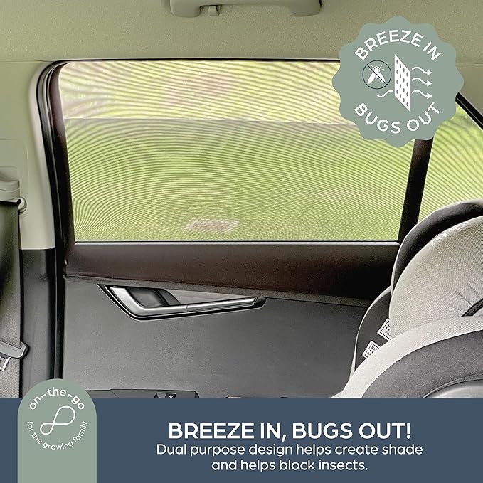 Dreambaby Fit-Over Baby Car Window Sun Shade – Stretchable Sunshade & Mesh Screen for Side Windows - UV Protection- Camping Essentials