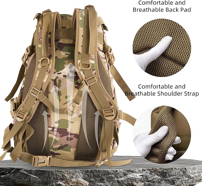 aiGear Tactical Backpack for Men, 25L Military Backpack, 3-Day Bug Out Bag for Camping Hiking Hunting with Molle System Army Daypack (25L Camo)