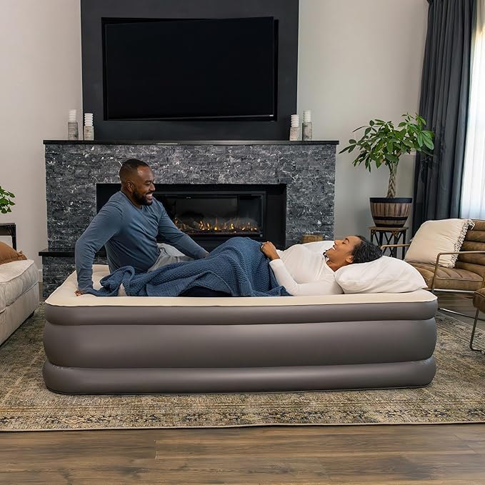 Serta Raised Air Mattress with Never Flat Pump | Luxury Inflatable Mattress with Built in Air Pump to Ensure a Good Night’s Rest | Heavy Duty Blow Up Mattress with Self Inflating Pump