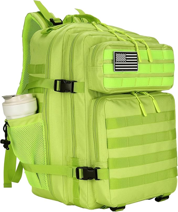 Lovelinks21 45L Tactical Assault Backpack 3 day assault pack with Molle Waterproof backpack Rucksack for Tactical Backpacks (Fluorescent Green)