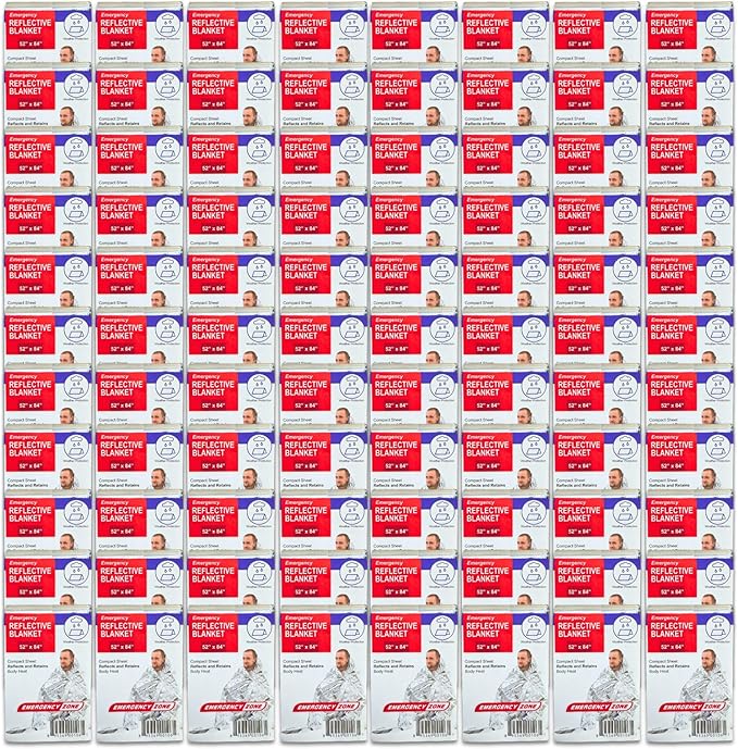[200 Pack] Thermal Reflective Emergency Blanket 52”x84” | Emergency Mylar Blankets | Survival Blanket for Survival Supplies | Camping, Hiking, or Emergencies